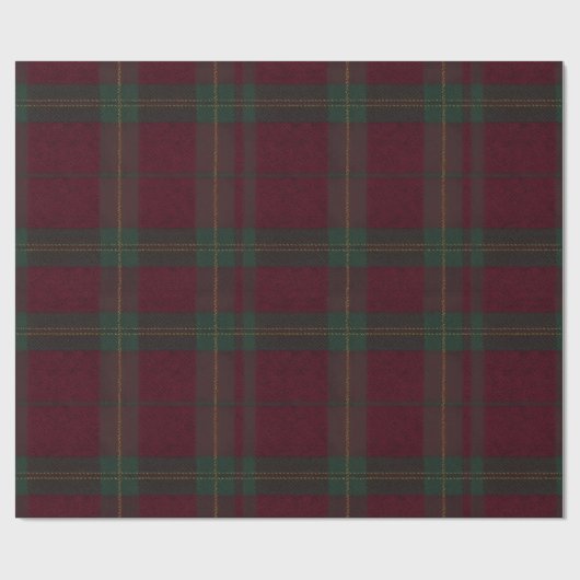 Burgundy and Green Plaid Tartan Gift Wrap ラッピングペーパー (フラット)
