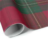Burgundy and Green Plaid Tartan Wrapping Paper ラッピングペーパー (ロールコーナー)
