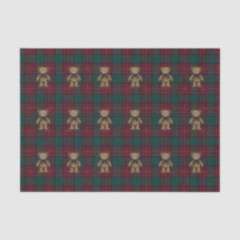 Burgundy and Green Teddy Tartan Tissue Paper 薄葉紙