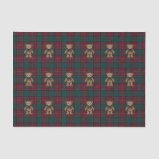 Burgundy and Green Teddy Tartan Tissue Paper 薄葉紙