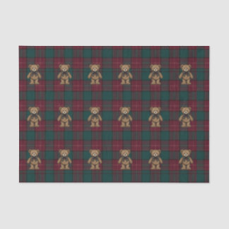 Burgundy and Green Teddy Tartan Tissue Paper 薄葉紙