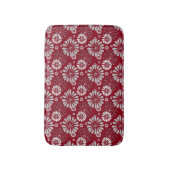 Burgundy and Grey Floral Pattern バスマット (正面縦)
