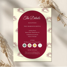Burgundy and Ivory Arch  Wedding Details Card エンクロージャーカード