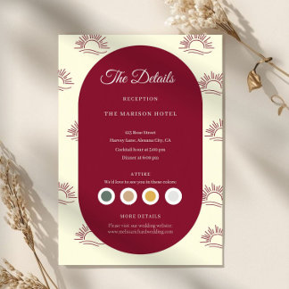 Burgundy and Ivory Arch  Wedding Details Card エンクロージャーカード