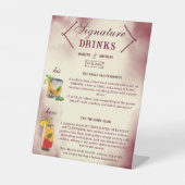 Burgundy and Ivory Retro Wedding Signature Drinks 台座サイン (正面)
