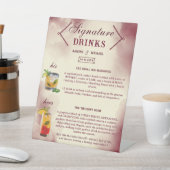 Burgundy and Ivory Retro Wedding Signature Drinks 台座サイン (インサイチュ)