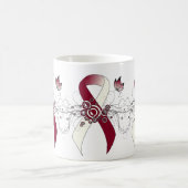 Burgundy and Ivory Ribbon with Butterfly Coffee Mu コーヒーマグカップ (中央)