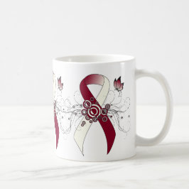 Burgundy and Ivory Ribbon with Butterfly Coffee Mu コーヒーマグカップ