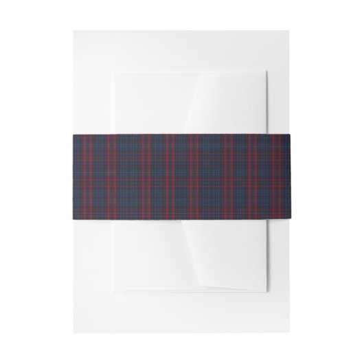 Burgundy and Navy Blue Tartan Plaid Ribbon 招待状ベリーバンド (正面例)