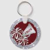Burgundy and Silver, Cheerleading Gift Ideas キーホルダー (裏面)