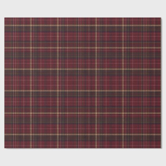 Burgundy and Tan Plaid Tartan Wrapping Paper  ラッピングペーパー (フラット)