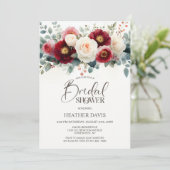 Burgundy and White Floral Bridal Shower 招待状 (スタンド正面)