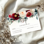 Burgundy and White Floral Wedding 出欠カード