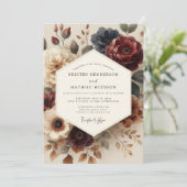 Burgundy Antique Bloom Wedding 招待状 (スタンド正面)