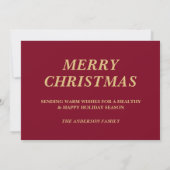Burgundy & Antique-Gold Family Christmas Photo シーズンカード (裏面)