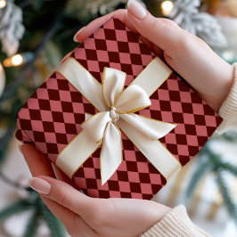 Burgundy Argyle Wrapping Paper ラッピングペーパー