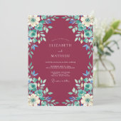 Burgundy Artistic Blossom Wedding 招待状 (スタンド正面)
