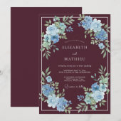 Burgundy Atmospheric Winter Wedding 招待状 (正面/裏面)