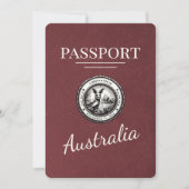 Burgundy Australia Passport日付の保存 セーブザデート (正面)