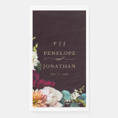 Burgundy Autumn Floral Gold Monogram Wedding (正面)