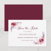 Burgundy Autumn Watercolor Calligraphy Wedding セーブザデート (正面/裏面)