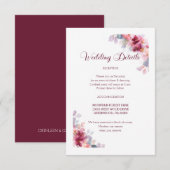 Burgundy Autumn Watercolor Floral Wedding エンクロージャーカード (正面/裏面)