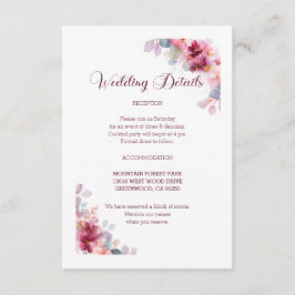 Burgundy Autumn Watercolor Floral Wedding エンクロージャーカード