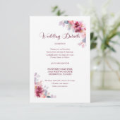 Burgundy Autumn Watercolor Floral Wedding エンクロージャーカード (スタンド正面)