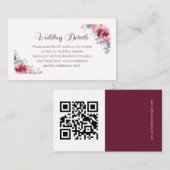 Burgundy Autumn Watercolor QR Info Wedding エンクロージャーカード (正面/裏面)