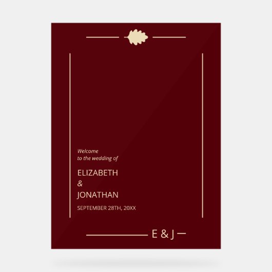 Burgundy Autumn Wedding アクリルサイン (正面)