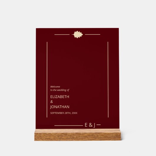 Burgundy Autumn Wedding アクリルサイン (正面)