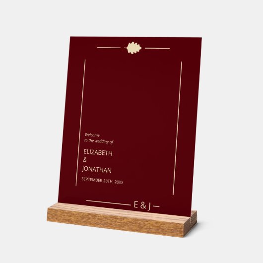 Burgundy Autumn Wedding アクリルサイン (傾斜)