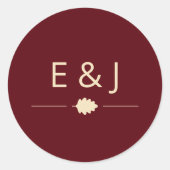 Burgundy Autumn Wedding ラウンドシール (正面)