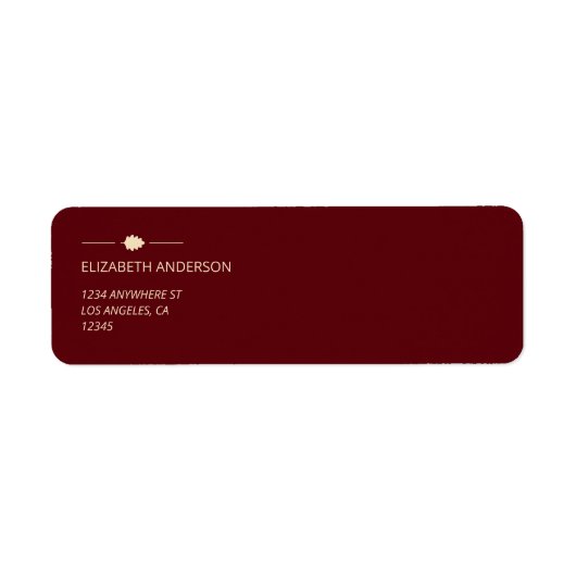 Burgundy Autumn Wedding Return Address Label ラベル (正面)