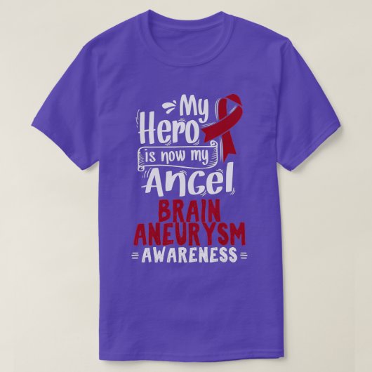 Burgundy Awareness Ribbon Brain Aneurysm  Tシャツ (デザイン正面)
