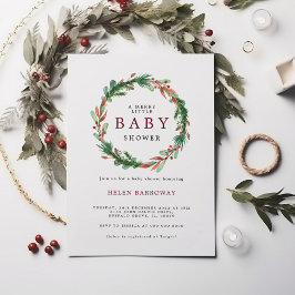 Burgundy Baby Showerのクリスマスリース 招待状