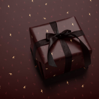 Burgundy ballerina and reindeer wrapping paper ラッピングペーパー