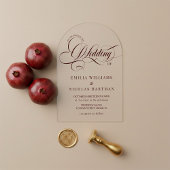 Burgundy Baroque Elegant Wedding アクリル招待状