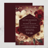 Burgundy Baroque Flora Wedding 招待状 (正面/裏面)
