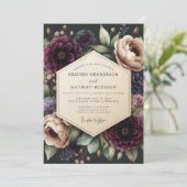 Burgundy Baroque Floral Wedding 招待状 (スタンド正面)