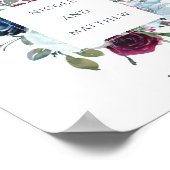 Burgundy, Berry & Blue Wedding Welcome Sign ポスター (角)