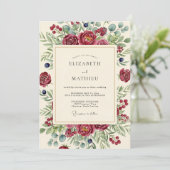 Burgundy Berry Botanical Wedding 招待状 (スタンド正面)