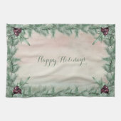 Burgundy Berry Holly & Berry Kitchen Towel キッチンタオル (横)