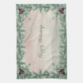 Burgundy Berry Holly & Berry Kitchen Towel キッチンタオル (縦)