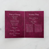 Burgundy Berry Velvet White Folded Wedding Program プログラム (内部)