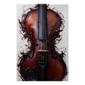 Burgundy Black Abstract Violin ポスター (正面)