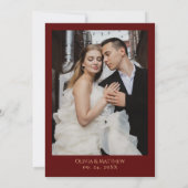 Burgundy Black Red Rose Floral Wedding セーブザデート (裏面)