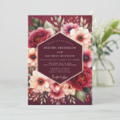 Burgundy Bloom Alchemy Wedding 招待状 (スタンド正面)