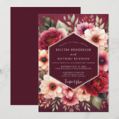 Burgundy Bloom Alchemy Wedding 招待状 (正面/裏面)