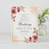 Burgundy Bloom Archway Wedding 招待状 (スタンド正面)